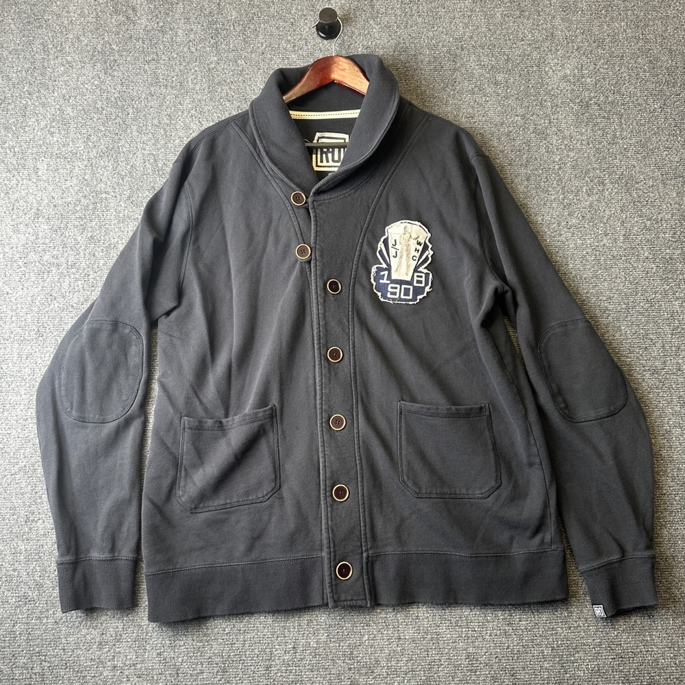 Roots Of Fight Sweater Mens XXL Black Boxing Jack Johnson Button Up Cardigan